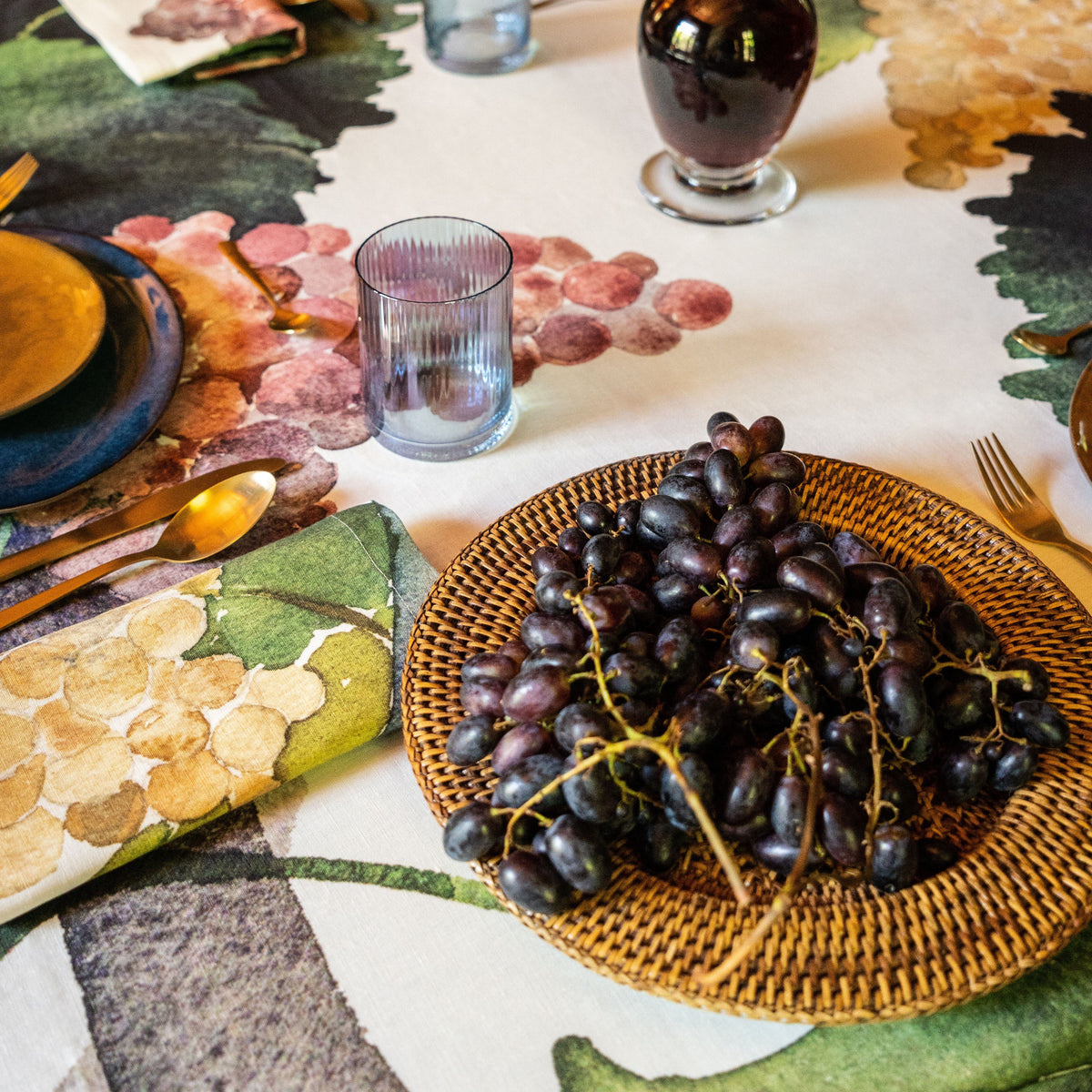 Tovaglia in puro Lino Fantasia Floreale - Grapes