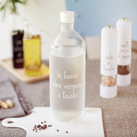 Bottiglia in Vetro Borosilicato Serigrafata - Le Buone Idee Vengono a Tavola