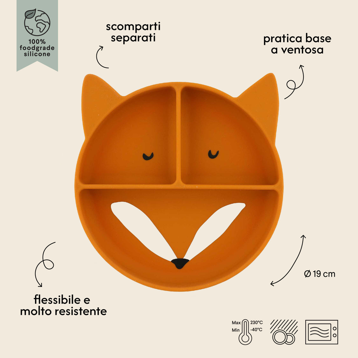 Piatto a 3 Sezioni per Bambini - Mr. Fox