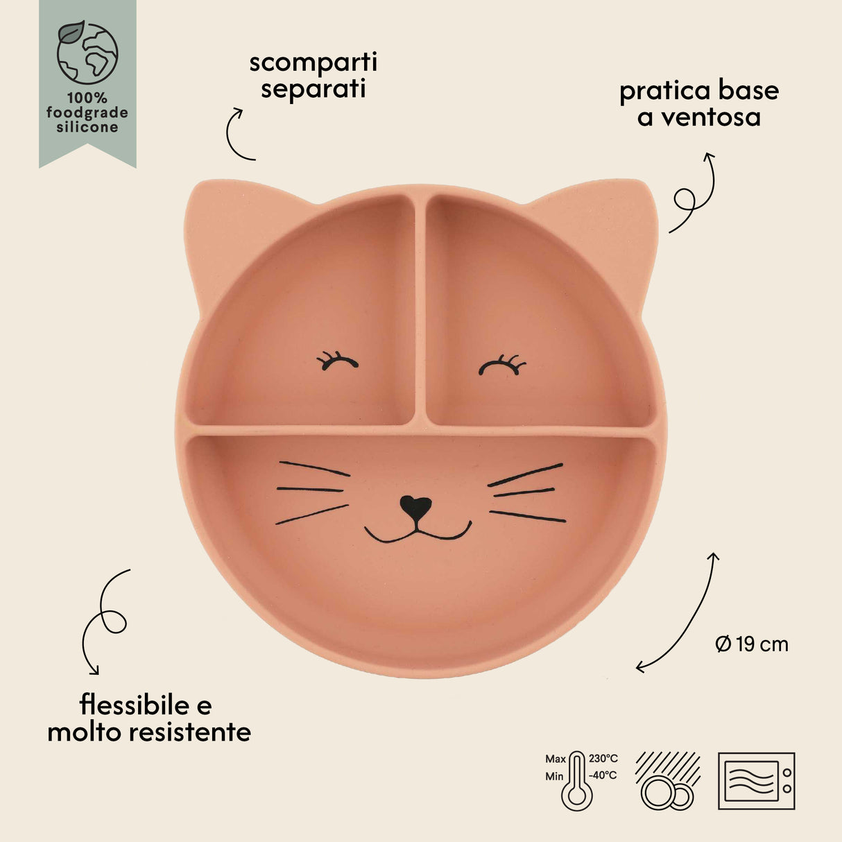 Piatto a 3 Sezioni per Bambini - Mr. Cat