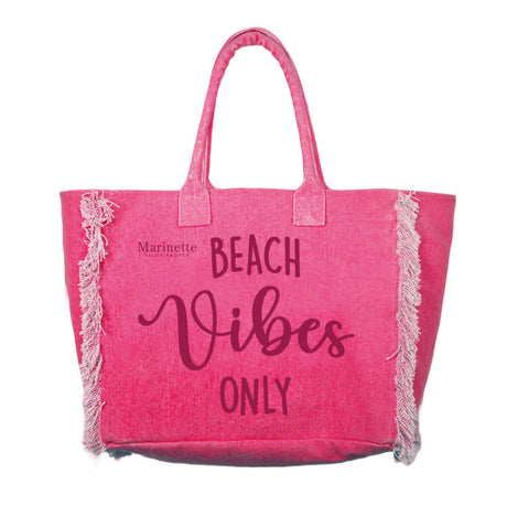 Borsa Mare o Trousse in Puro Cotone con Frangette - Beach Vibes