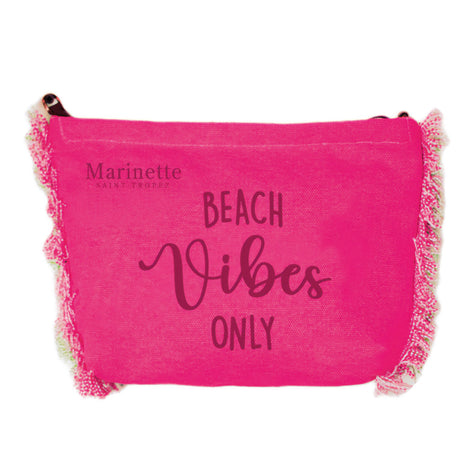 Borsa Mare o Trousse in Puro Cotone con Frangette - Beach Vibes