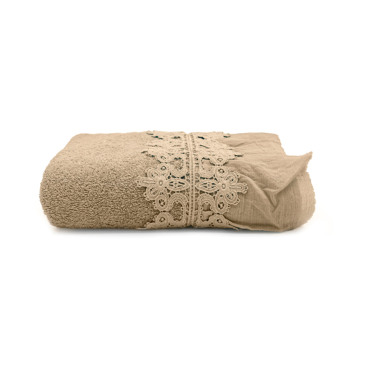 Telo Bagno in Spugna di Cotone con Balza in Cotone Stonewashed - Ophelia