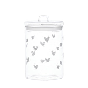 Barattolo in Vetro Borosilicato Serigrafato - Cuori Barattolo Simple Day Bianco 