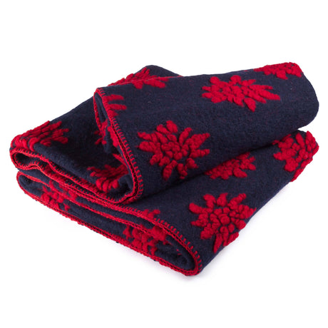 Coperta in Lana Cotta - Stella Alpina Coperta Lana Italia Singolo Blu/Rosso 