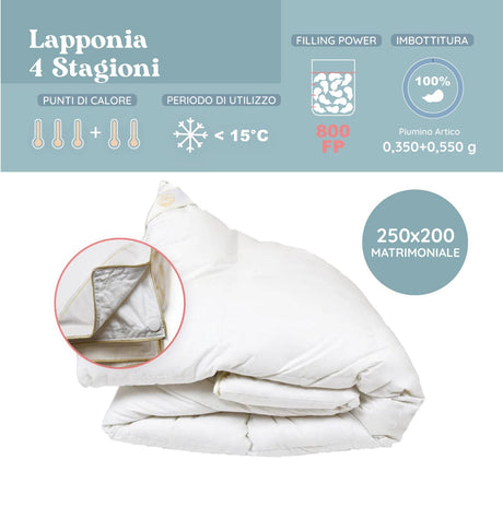 Daunex Lapponia 100% Piumino Artico Piumino d'oca Daunex 4 Stagioni 250 x 200 (Matrimoniale) 