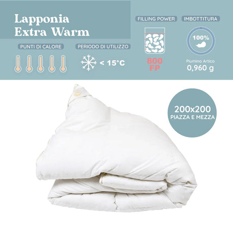 Daunex Lapponia 100% Piumino Artico Piumino d'oca Daunex Extra Warm 200 x 200 (Piazza e Mezza) 