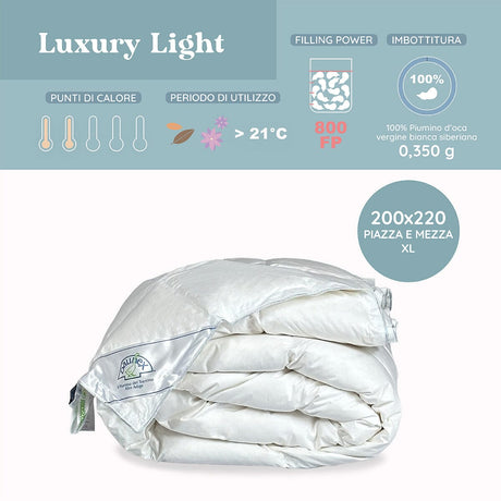 Daunex Siberian Luxury Piumino Light Piumino d'oca Daunex 200 x 220 (Piazza e Mezza Extra Lungo) 