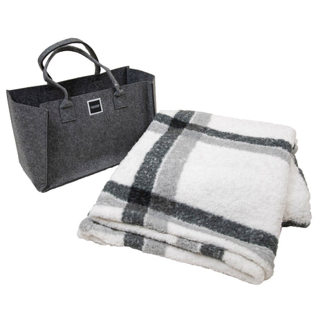 Plaid in MicroPile con Borsa Coordinata - Cambridge Plaid Daunex Grigio 