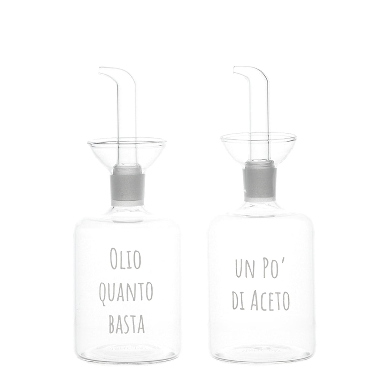 Set 2 Bottiglie in Vetro Borosilicato Serigrafate - Olio e Aceto Bottiglia Simple Day Bianco 