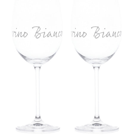 Set 2 Calici Vino Serigrafati - Vino Bianco Calice Simple Day Bianco 