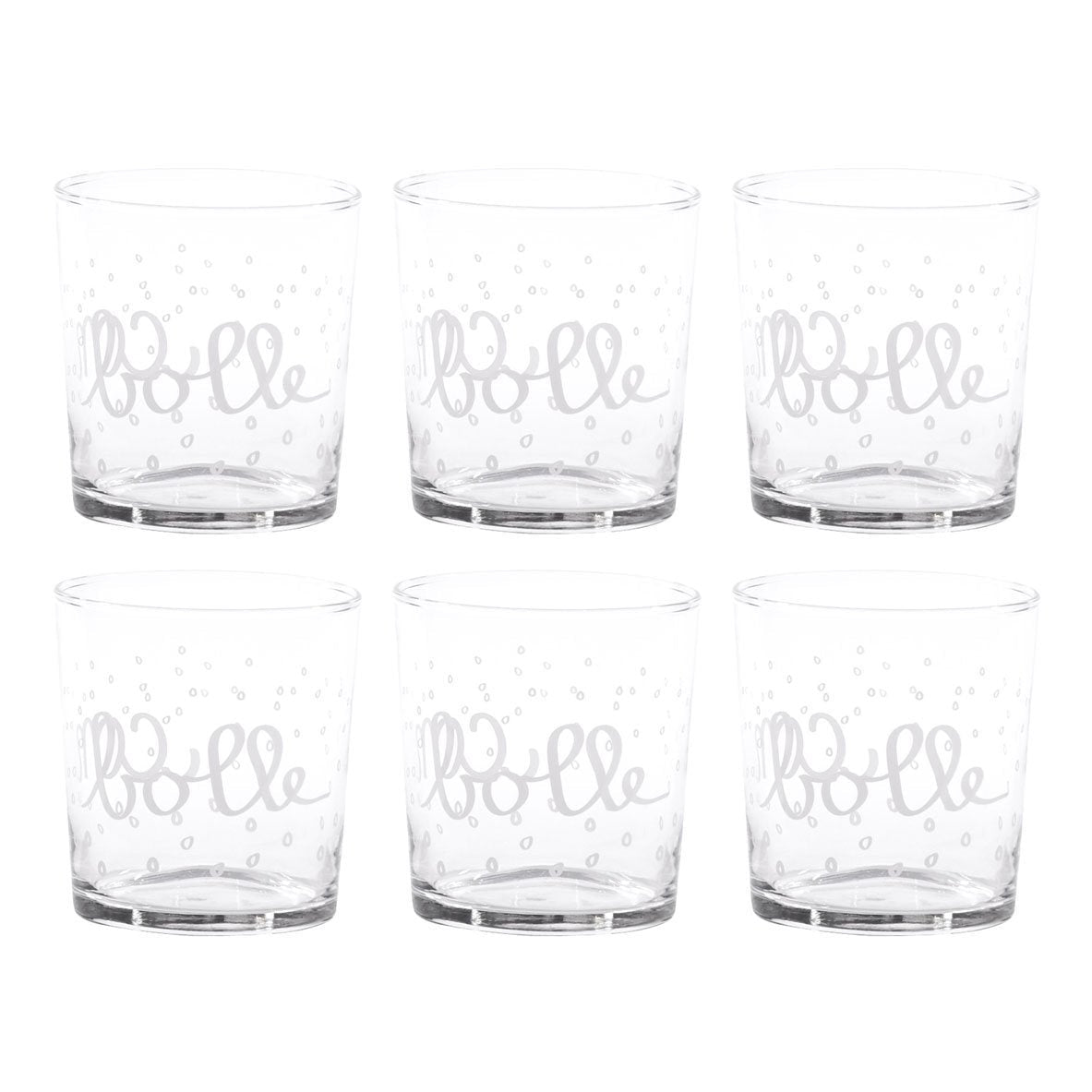 Set 6 Bicchieri Acqua Serigrafati - Con Bolle Bicchieri Simple Day Bianco 