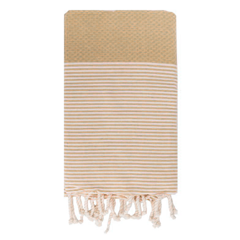 Telo Mare Fouta in Puro Cotone a Righe Strette - Tal Telo Mare Lisola Beige 